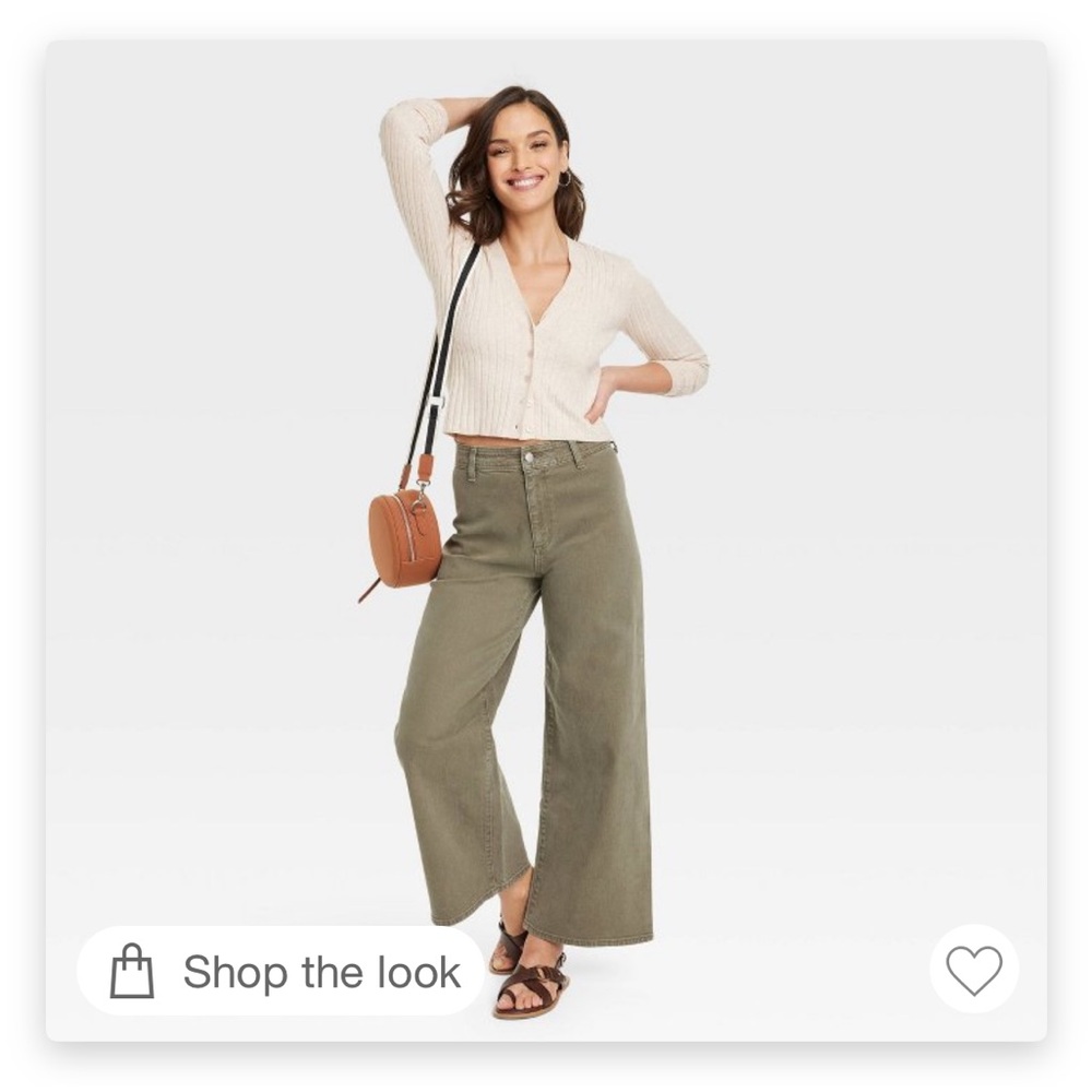 Women's High-Rise Sailor Wide Leg Ankle Jeans - Universal Thread™ Olive